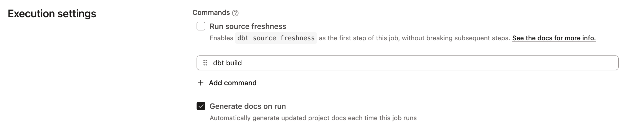 Setting up a job to generate documentation